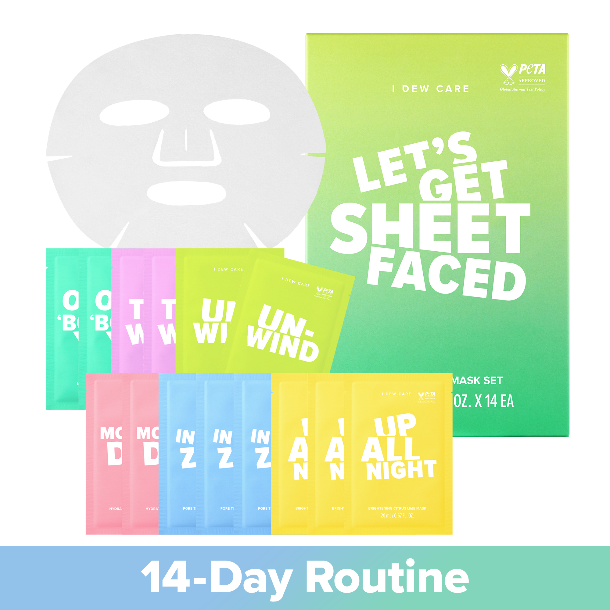 I DEW CARE | Let's Get Sheet Faced | Set of 14 Korean Sheet Masks