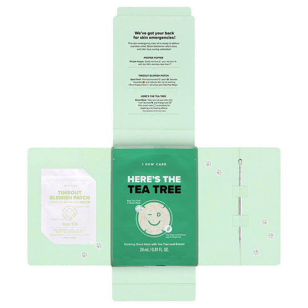 ready aim clear -tea tree mask - acne patch - proper popper - product package