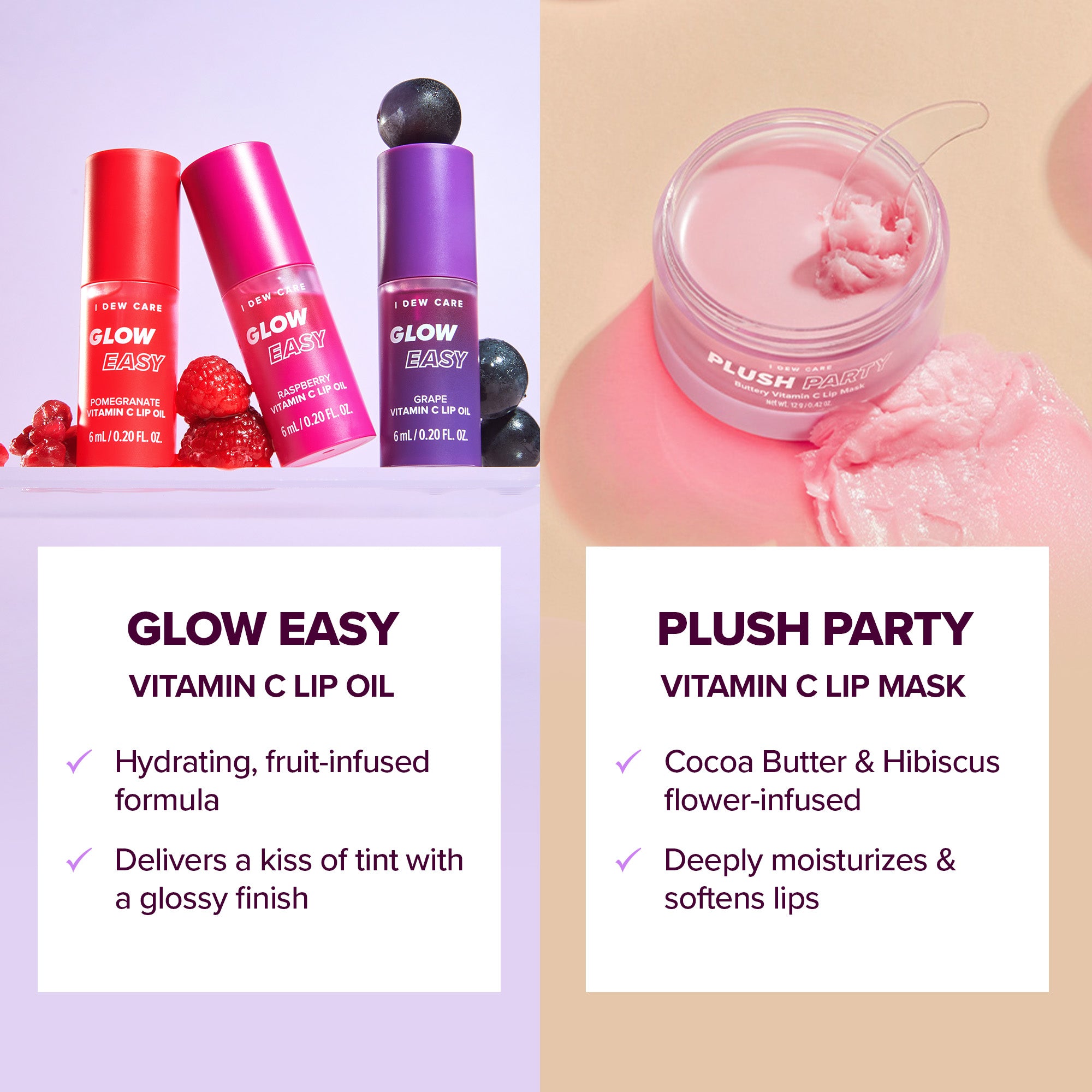 I DEW Care, Glow Easy, Vitamin C Lip Oil, Pomegranate I DEW Care, Glow Easy, Vitamin C Lip Oil, Pomegranate