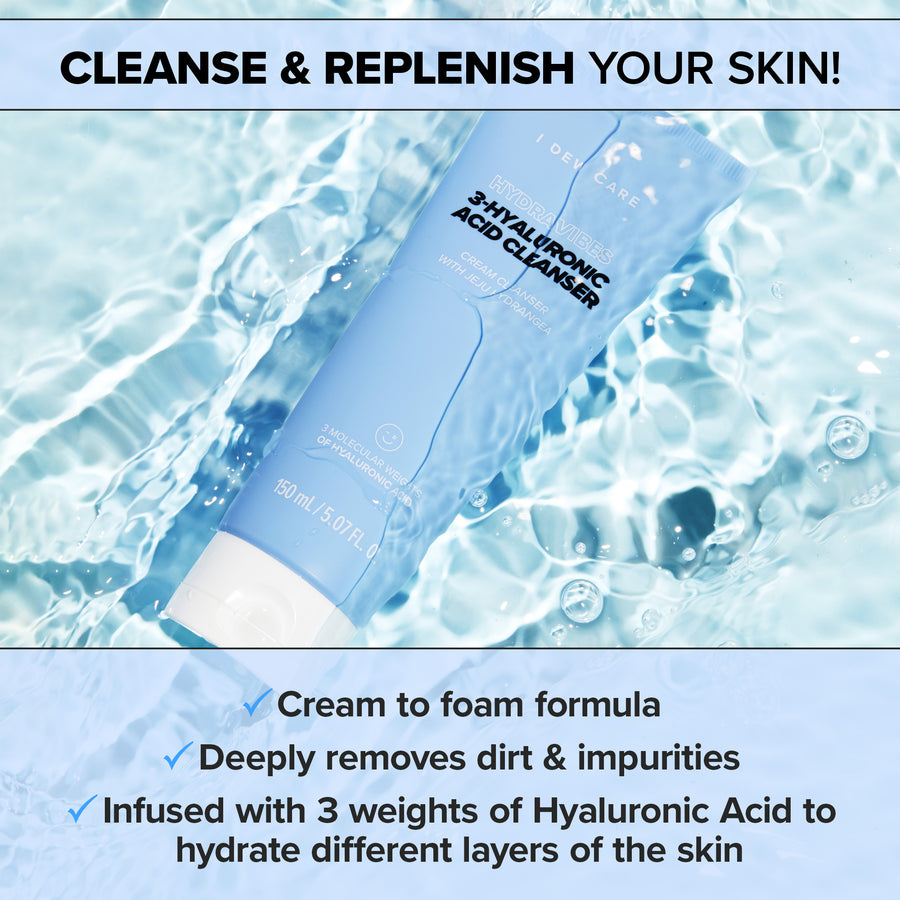 Hydra Vibes 3-Hyaluronic Acid Cleanser – I DEW CARE