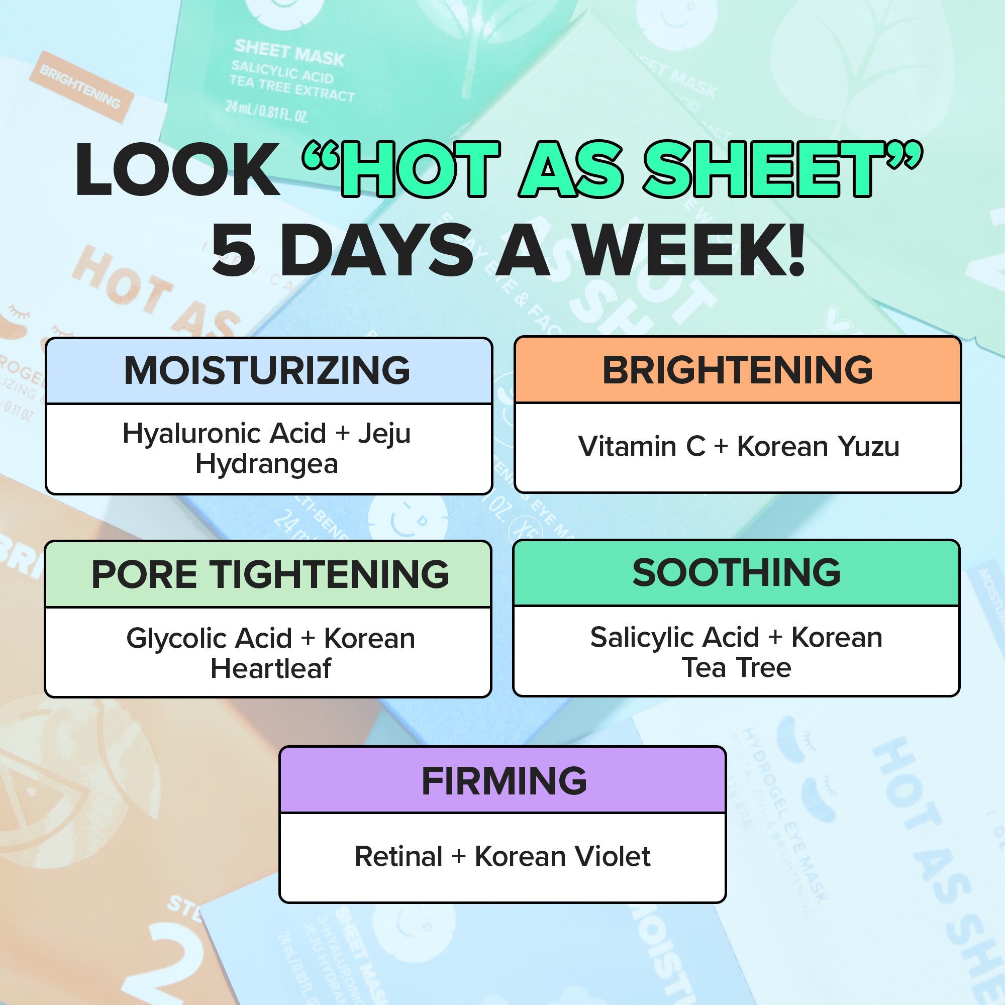 Hot As Sheet 5-Day Eye & Face Multi-Masking Set