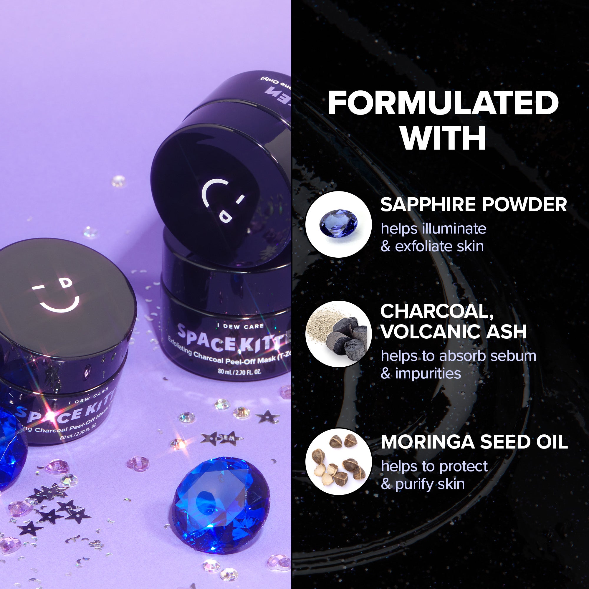 I DEW CARE Space Kitten Charcoal Face Mask Exfoliating Galactic Black