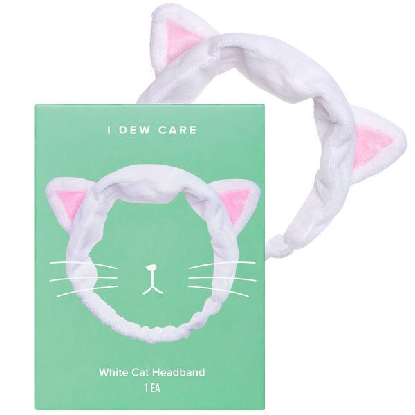 white cat headband - skincare headband - facial headband - i dew care headband