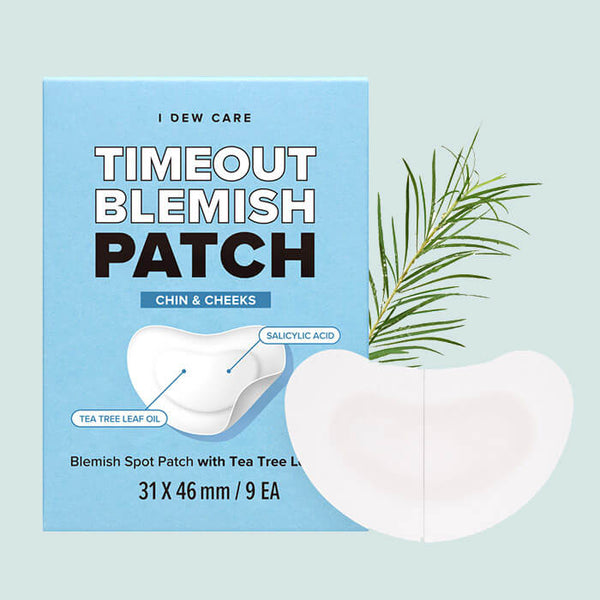 timeout blemish patch chin and cheeks - tea tree leaf acne patch - invisible acne patch for chin and cheeks
